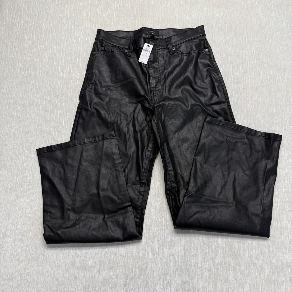 Banana Republic Washwell High Rise Jeans Pleather Look Women 29/8 Black Straight